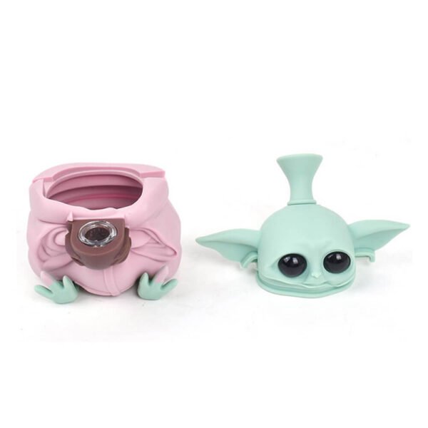 Bong de Silicona Alien Rosa con Piezas Desmontables 13cm