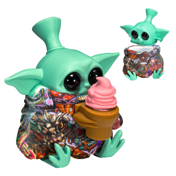 BAY1.png Alien Smiley Bong de Silicona con Piezas Desmontables 13cm