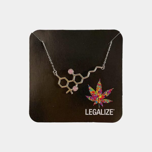 COLGANTE.jpg COLGANTE MOLÉCULA THC DE PLATA ESTERLINA - PIEDRAS ROSAS - 43CM