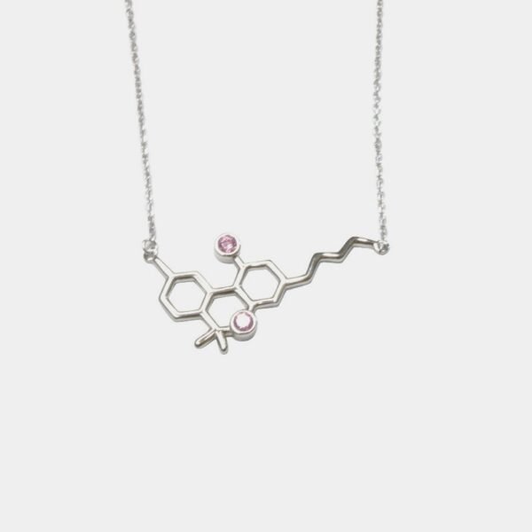 COLGANTE1.jpg COLGANTE MOLÉCULA THC DE PLATA ESTERLINA - PIEDRAS ROSAS - 43CM