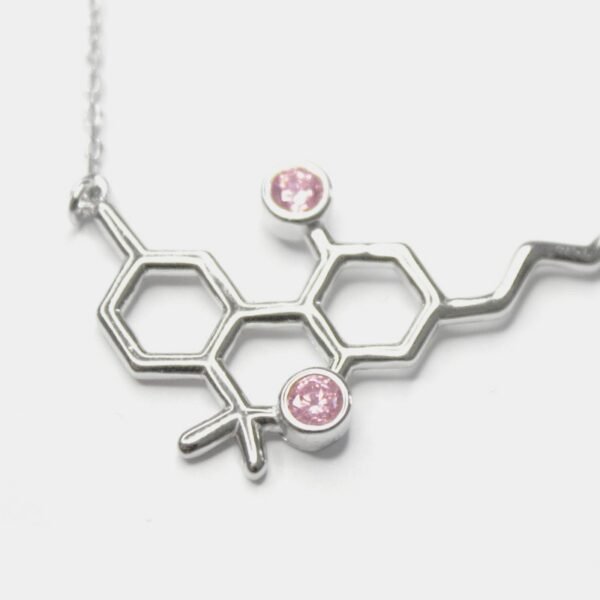 COLGANTE2.jpg COLGANTE MOLÉCULA THC DE PLATA ESTERLINA - PIEDRAS ROSAS - 43CM