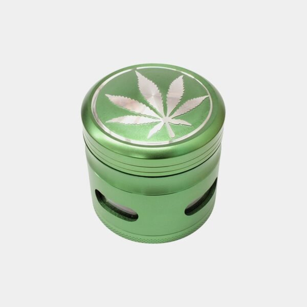 Grinder aluminio mix de colores con diseño de hoja en relieve  de 4 partes