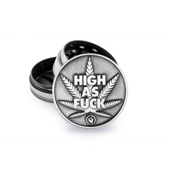 Grinder 3 Partes diseño de hoja High As Fuck en aluminio relieve 3D