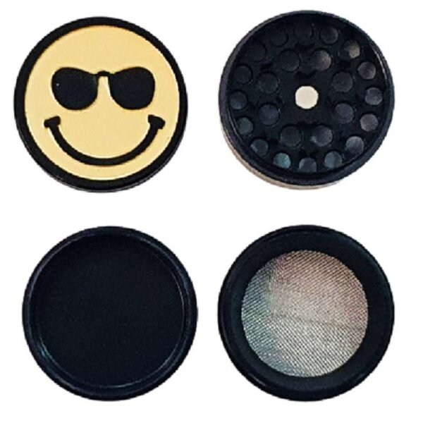 Grinder de 4 partes Smiley negro y dorado