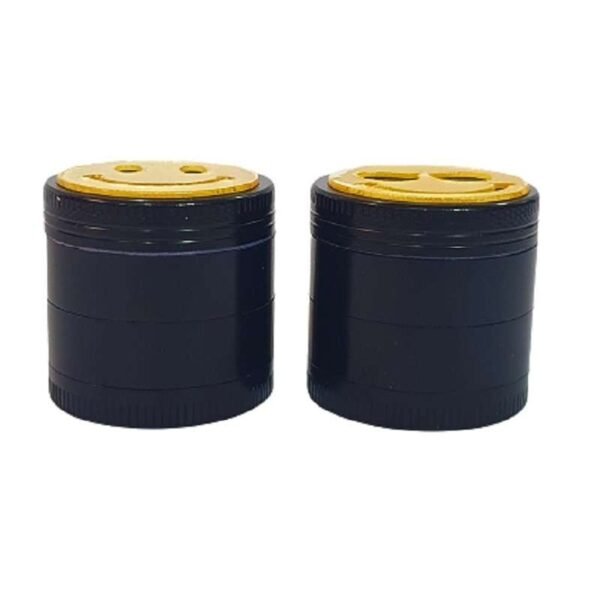 Grinder de 4 partes Smiley negro y dorado