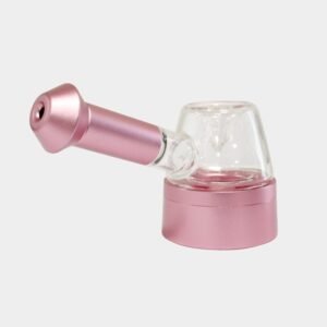 PIPA DE CRISTAL Y ALUMINIO CON PIEZA CENTRAL - ROSA