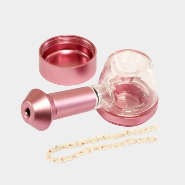 PIPA2.jpg PIPA DE CRISTAL Y ALUMINIO CON PIEZA CENTRAL - ROSA