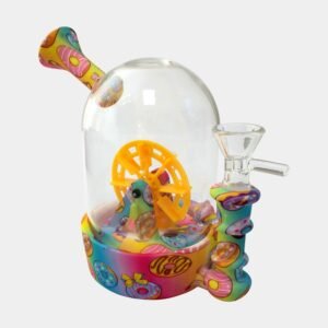 BONG DE SILICONA Y CRISTAL - RUEDA GIRATORIA DONUTS
