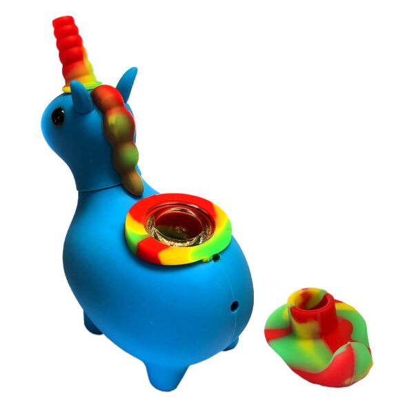 Unicornio Azul Pipa Silicona 12cm