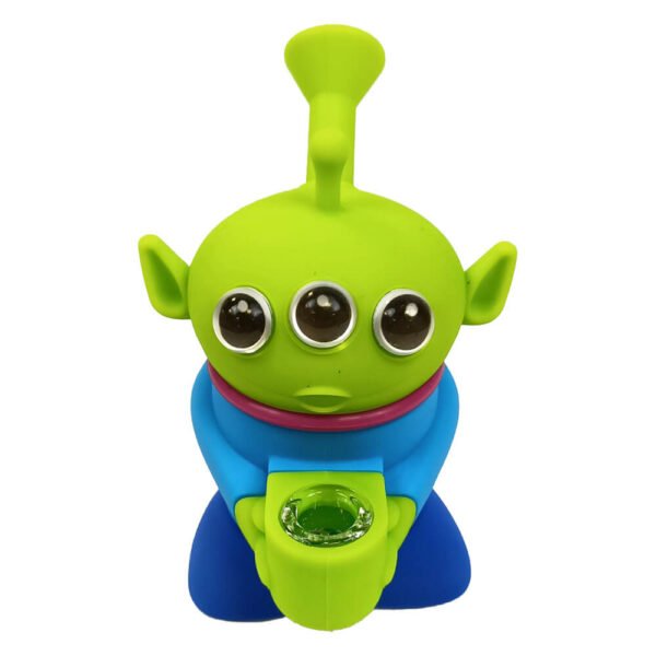 alien1.jpg Bong de Silicona Alien de Tres Ojos con Piezas Desmontables 14cm