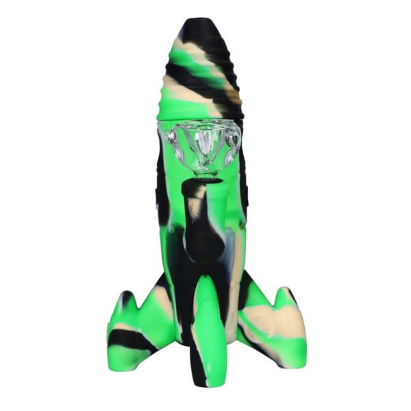 cohete1.jpg Rocket Bong de Silicona Verde con Luces LED Brillantes 20cm