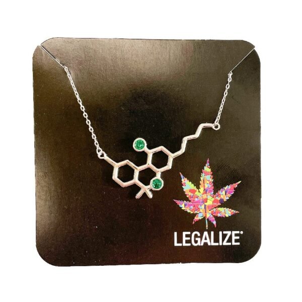 collar-con-molecula-thc-legalize-piedras-verdes.jpg COLGANTE MOLÉCULA THC DE PLATA ESTERLINA - PIEDRAS VERDE - 43CM